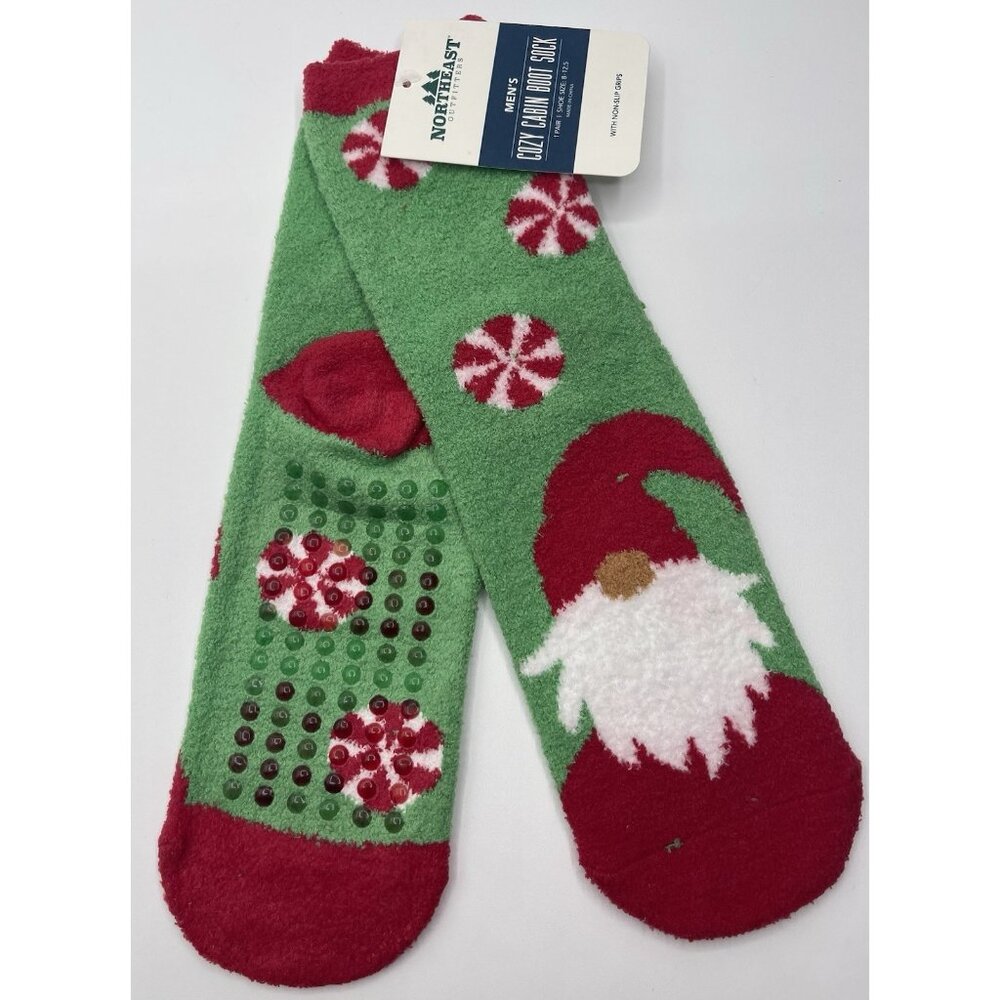 NEO Cozy Cabin Boot Sock SL Crew Santa Gnome Socks Mens Large 8-12.5 Christmas